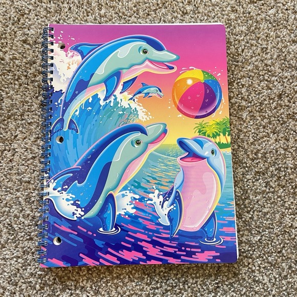 Vtg Lisa Frank Dancing Dolphins Beachball 10.5" x 8" Notebook Retro - Picture 1 of 5